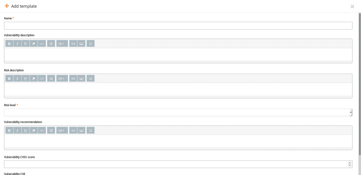 finding template with vulnerability details