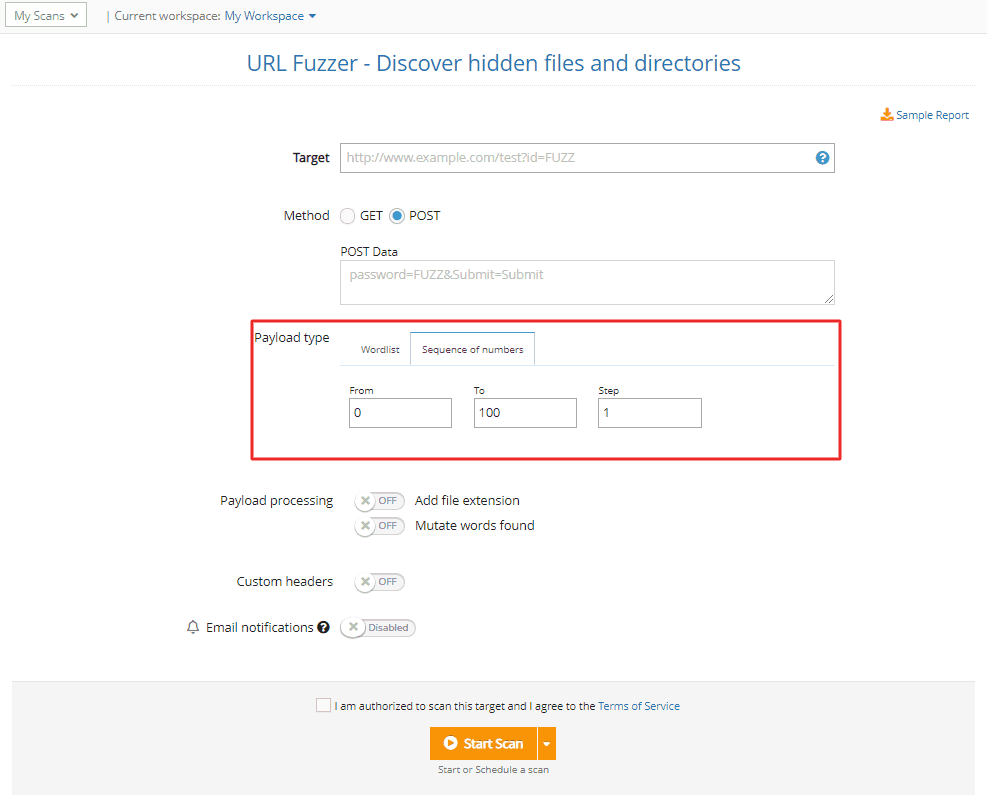 URL Fuzzer new payload