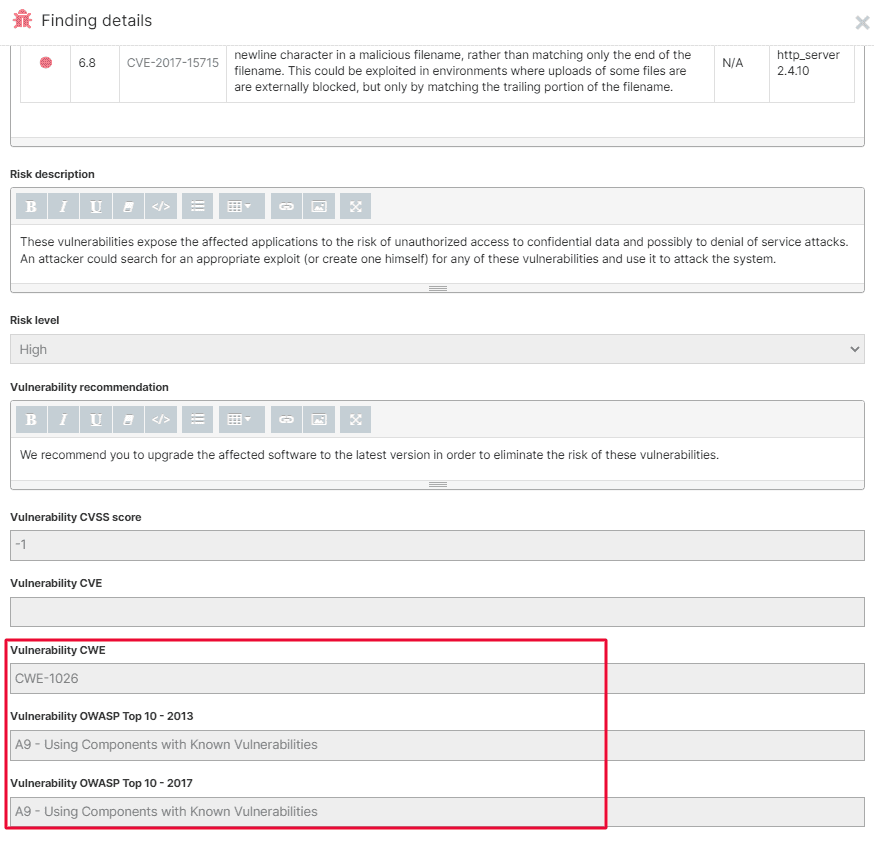 vulnerability CWE details